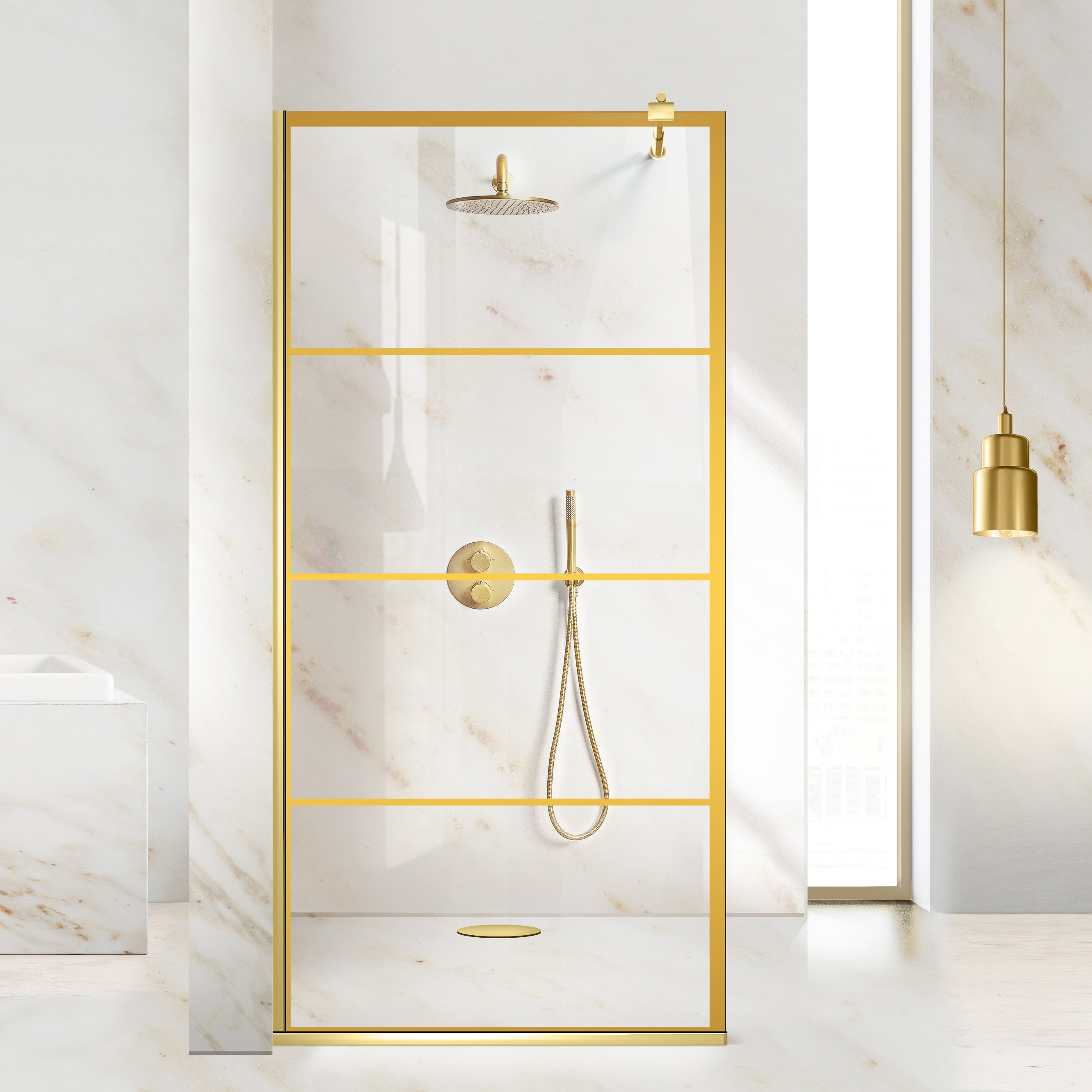 Zuhanyfal Walk-in, zuhanyfal Arany, #Átlátszó #Víztiszta