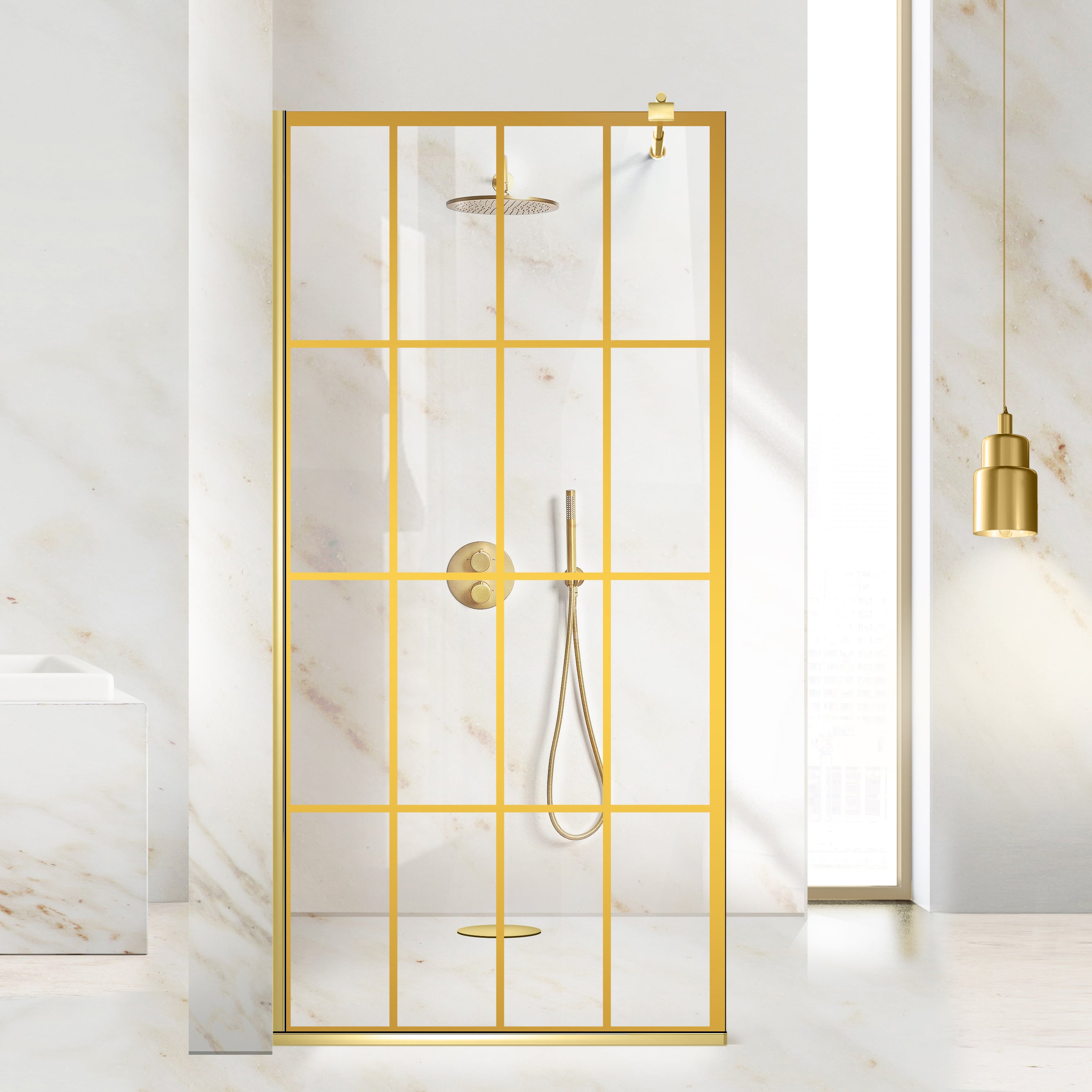 Zuhanyfal Walk-in, zuhanyfal Arany, #Átlátszó #Víztiszta