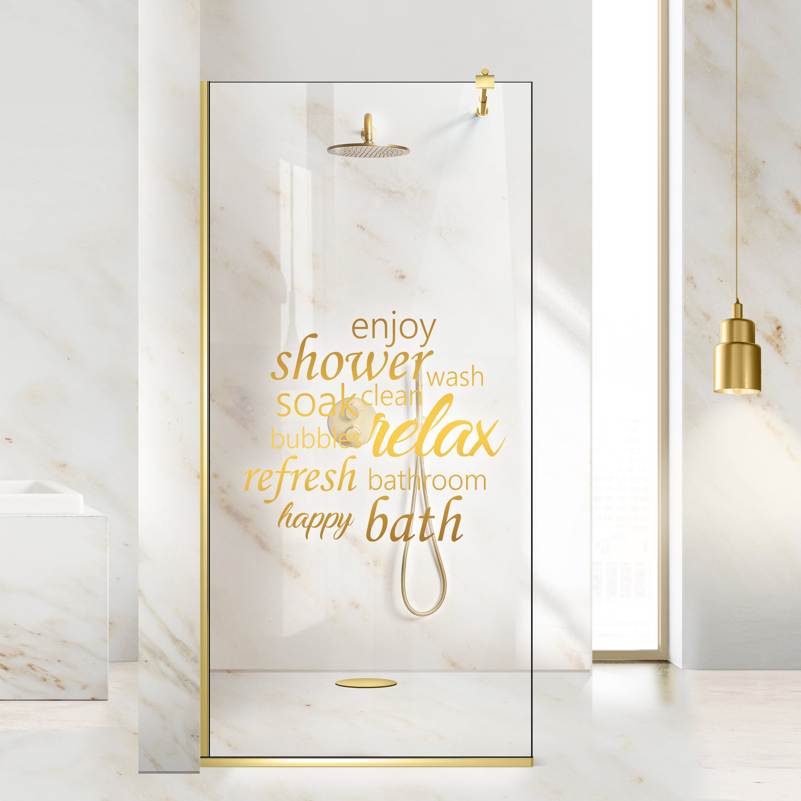 Zuhanyfal Walk-in, zuhanyfal Arany, #Átlátszó #Víztiszta
