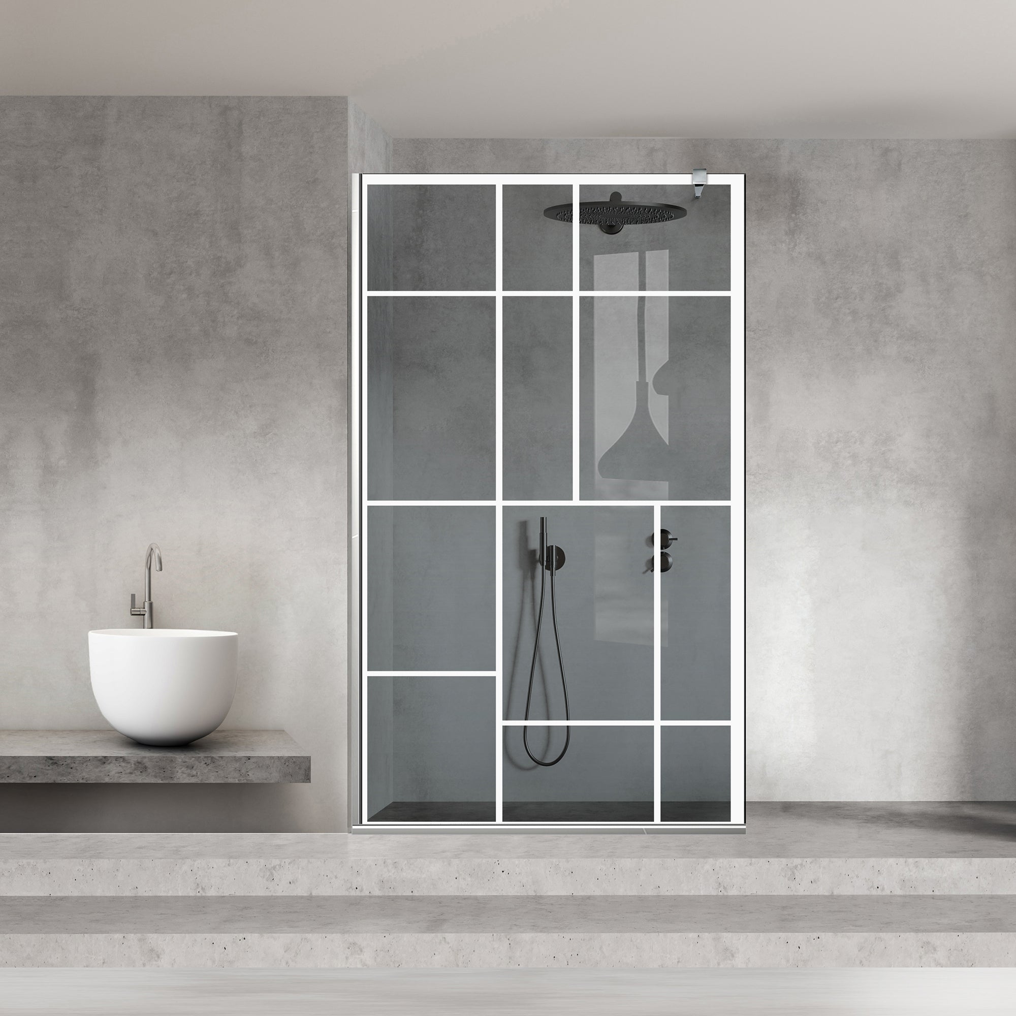Zuhanyfal Walk-in, Zuhanyfal Rozsdamentes acél, #Szürke #Szürke