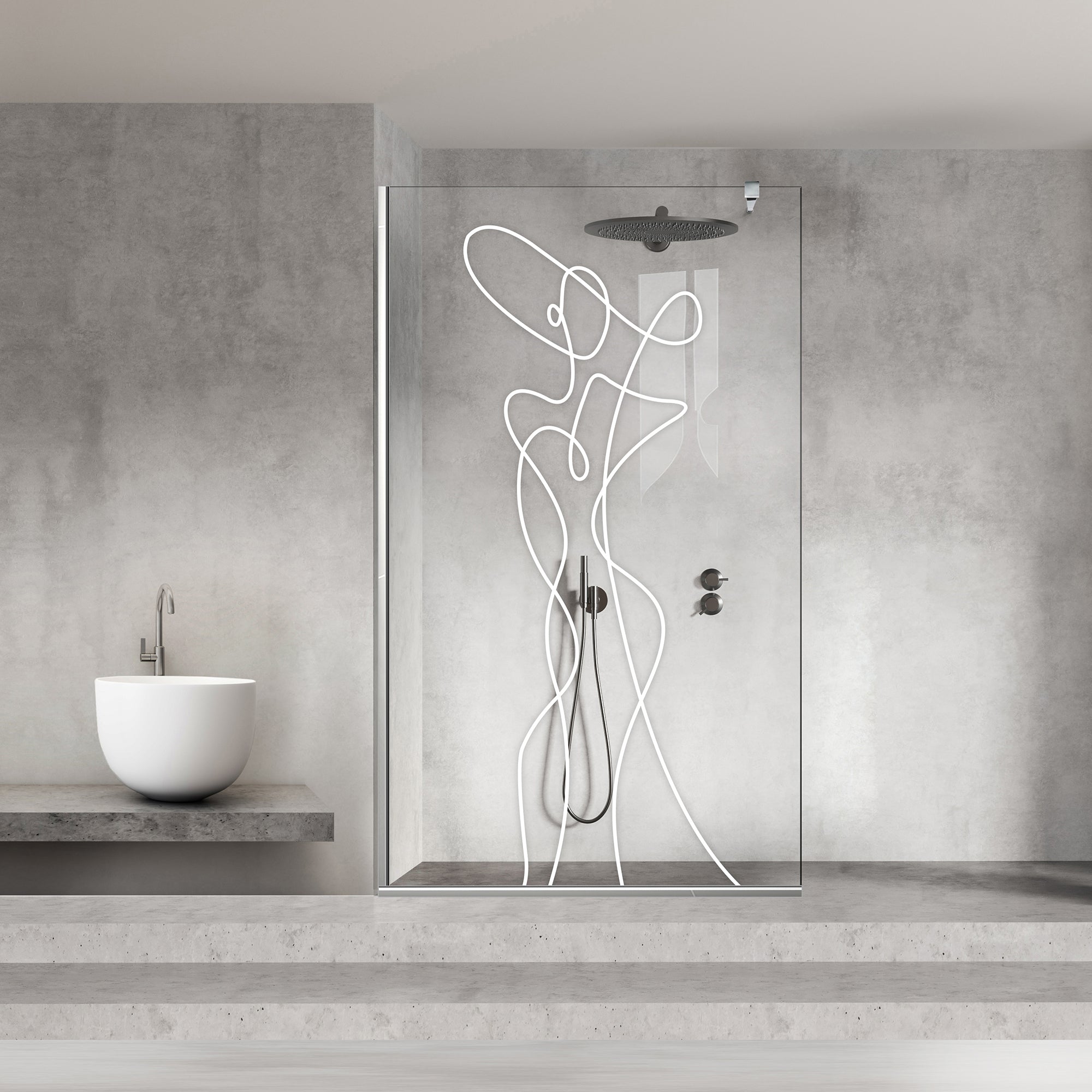 Paravan dus Walk-in, Perete dus  Inox, #Clara #Víztiszta