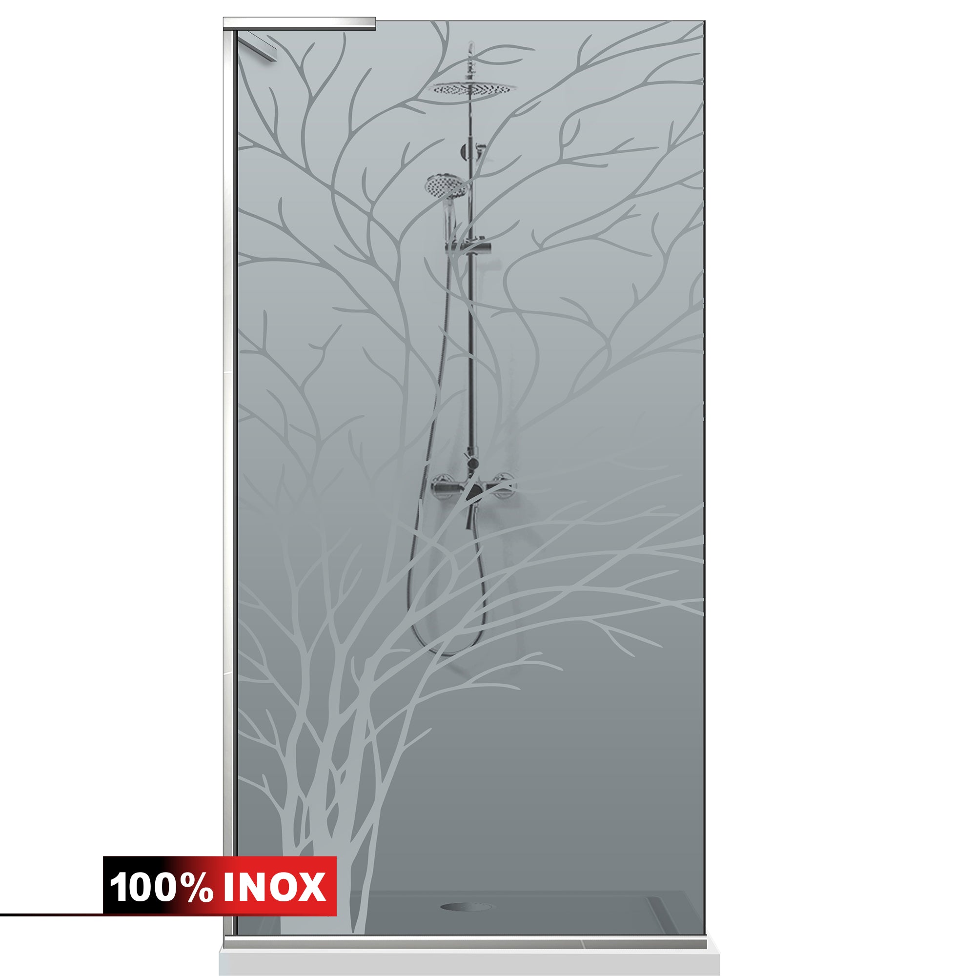 Zuhanyfal Walk-in, Zuhanyfal Rozsdamentes acél, #Szürke #Szürke