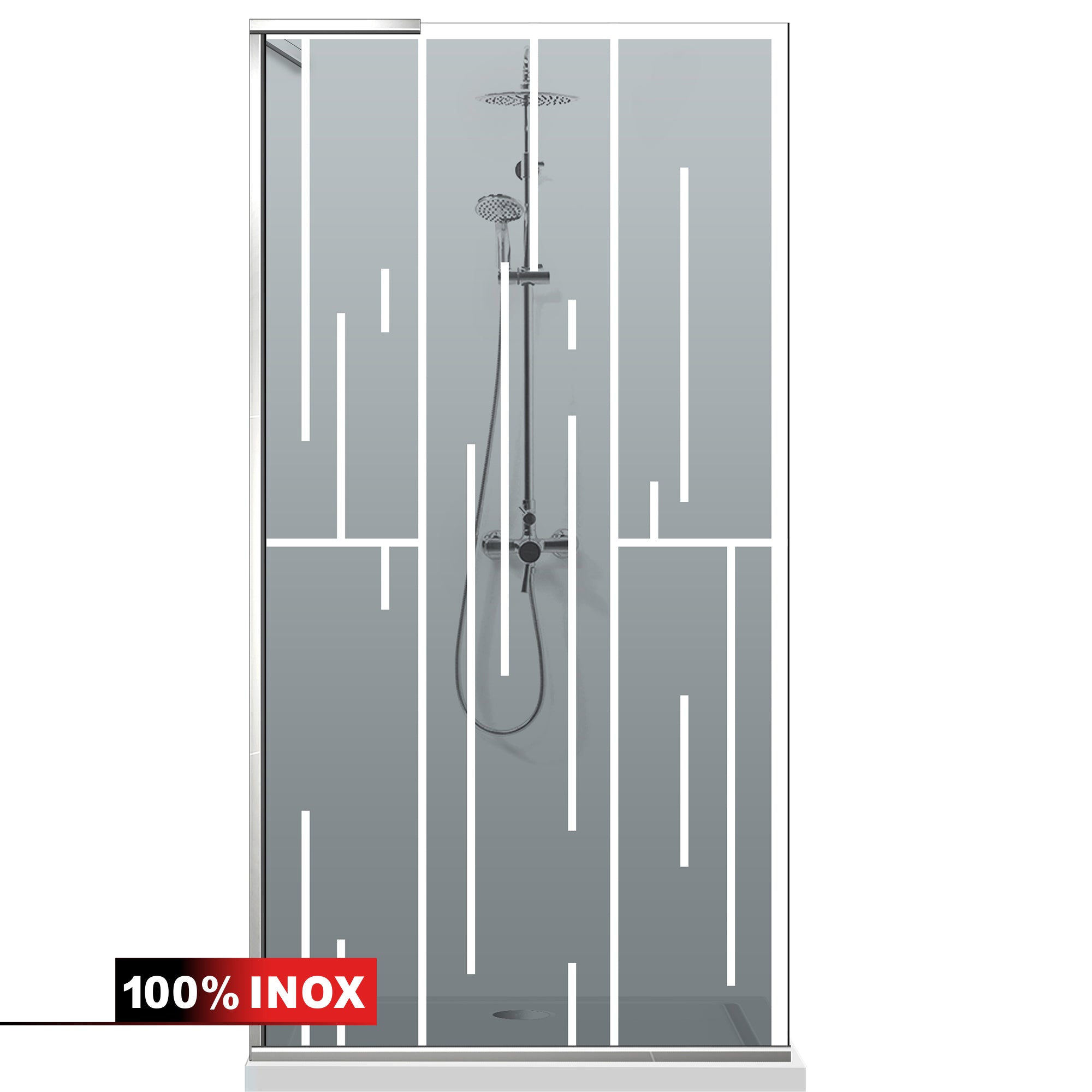 Zuhanyfal Walk-in, Zuhanyfal Rozsdamentes acél, #Szürke #Szürke