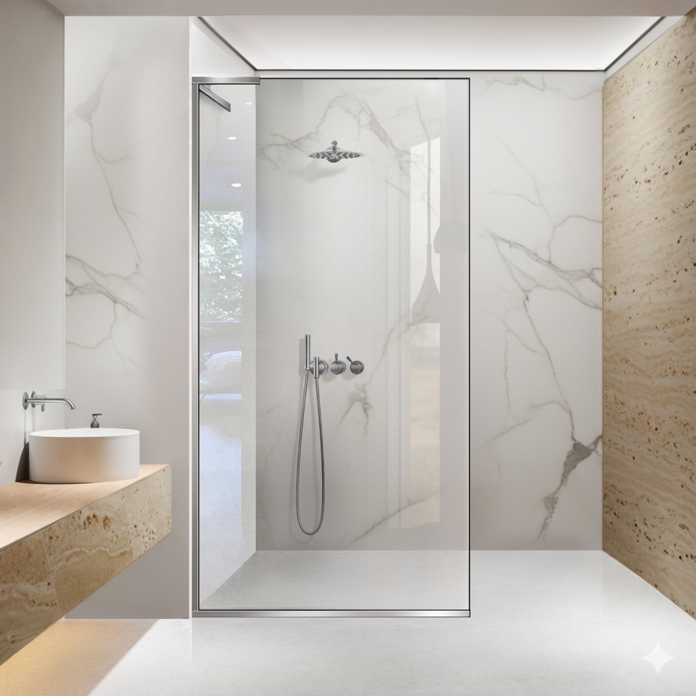 Zuhanyfal Walk-in, Zuhanyfal Rozsdamentes acél, #Átlátszó #Víztiszta