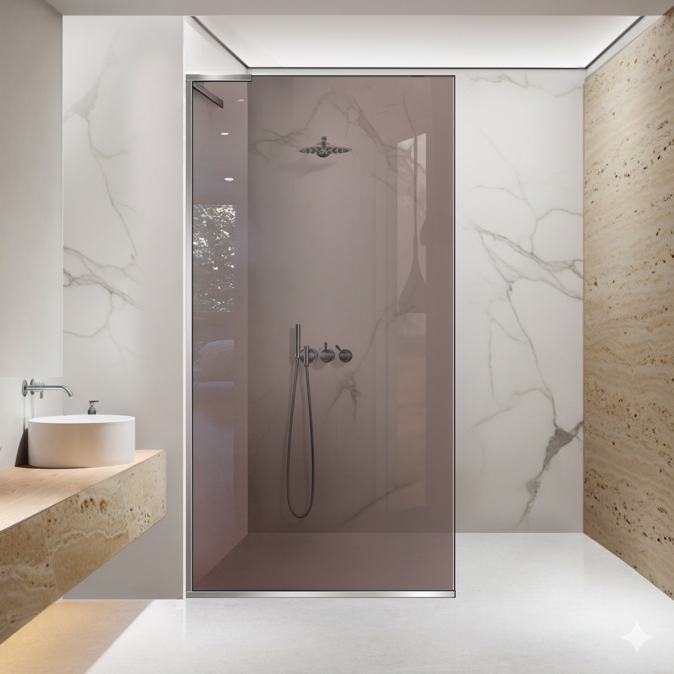 Zuhanyfal Walk-in, Zuhanyfal Rozsdamentes acél, #Bronz #Bronz