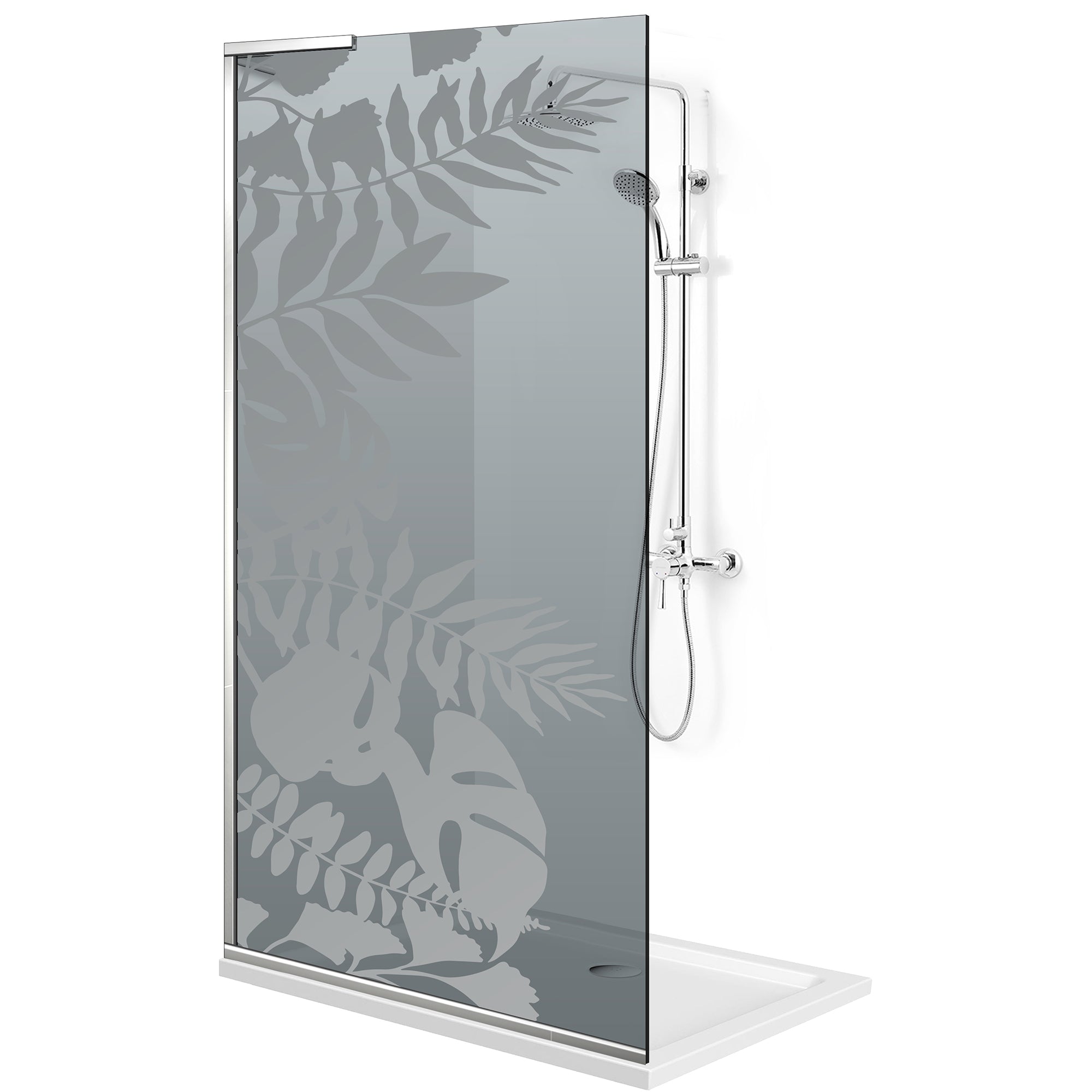 Zuhanyfal Walk-in, Zuhanyfal Rozsdamentes acél, #Szürke #Szürke