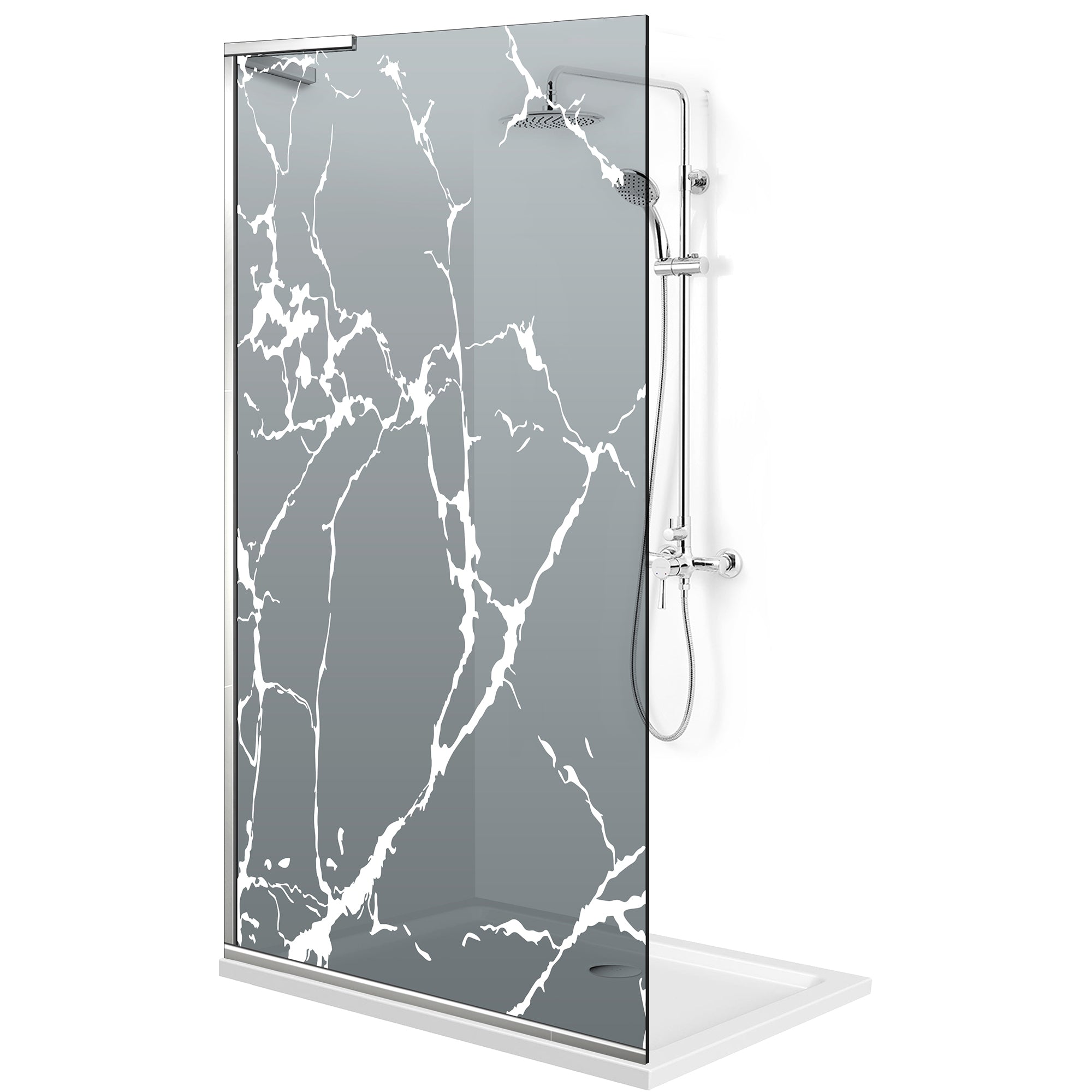 Zuhanyfal Walk-in, Zuhanyfal Rozsdamentes acél, #Szürke #Szürke