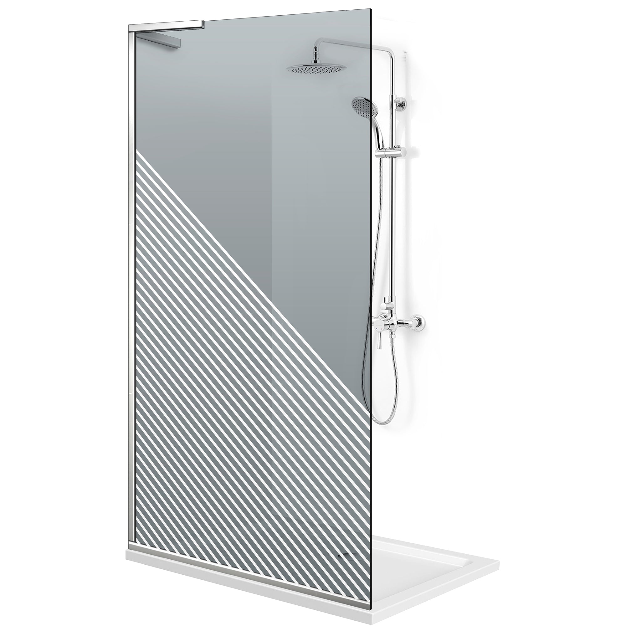 Zuhanyfal Walk-in, Zuhanyfal Rozsdamentes acél, #Szürke #Szürke