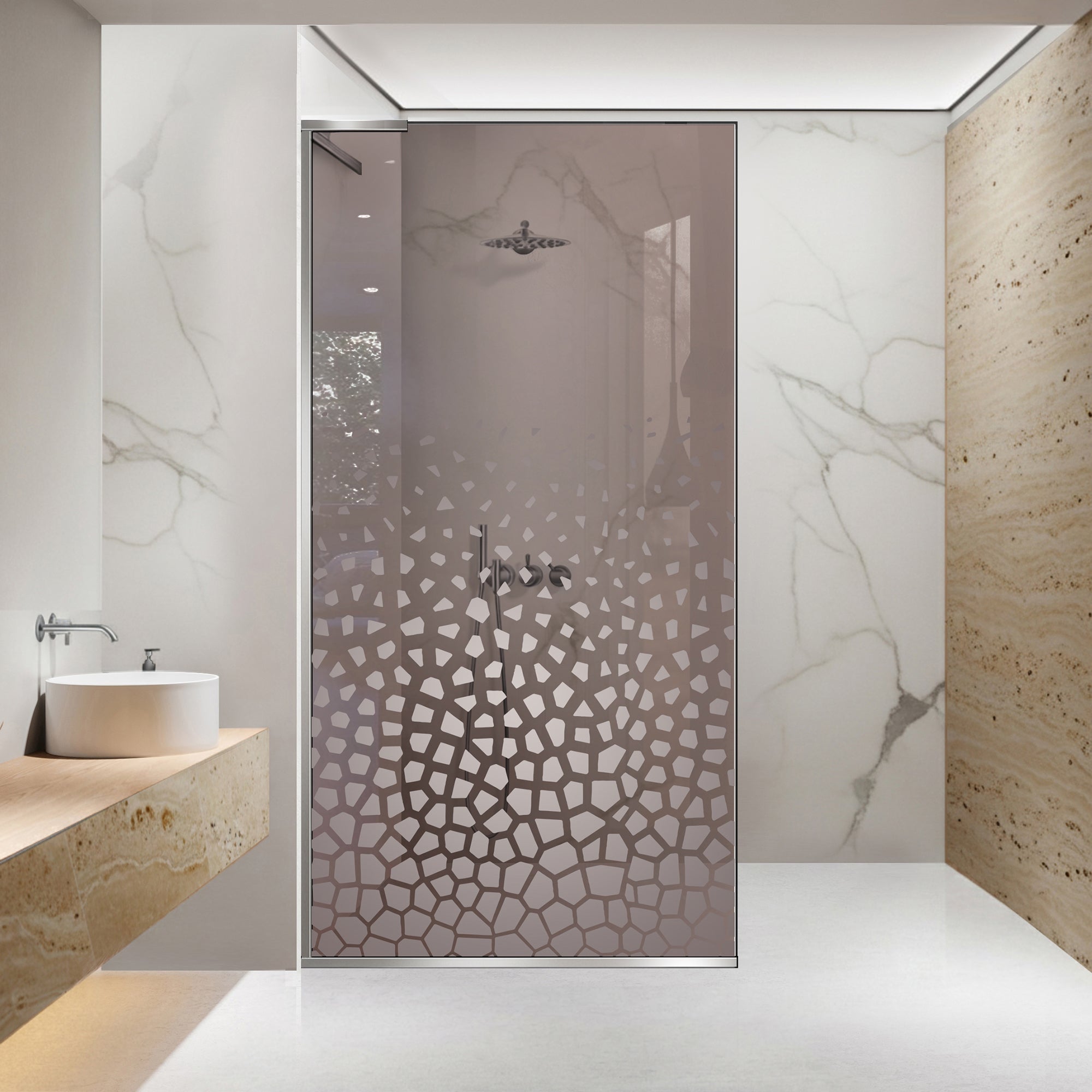 Zuhanyfal Walk-in, Zuhanyfal Rozsdamentes acél, Bronz