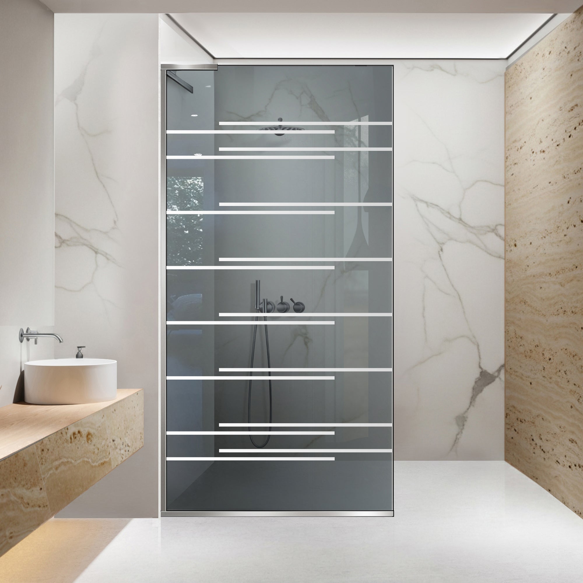 Zuhanyfal Walk-in, Zuhanyfal Rozsdamentes acél, #Szürke #Szürke