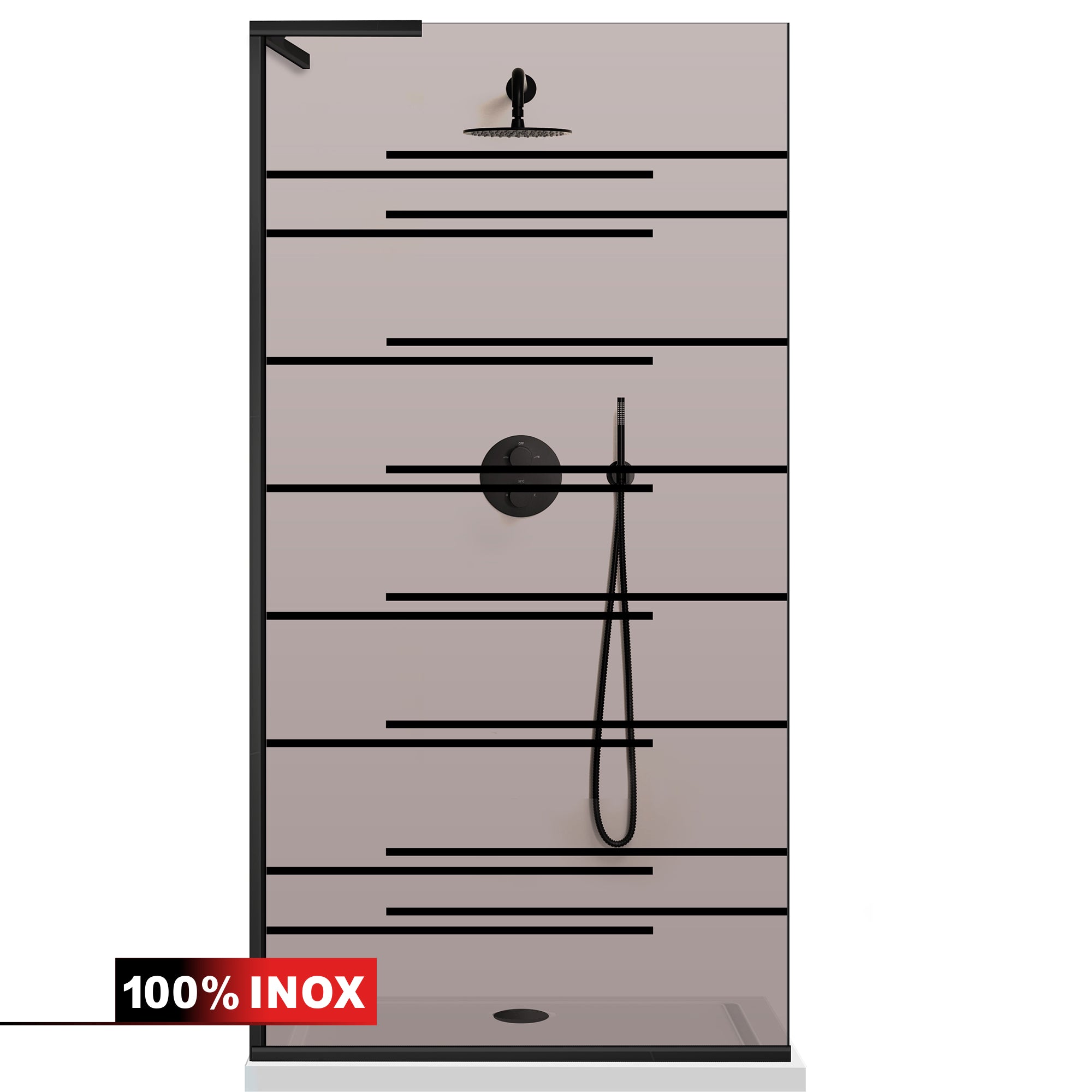 Paravan dus Walk-in, Perete dus Inox, #Bronz #Bronz