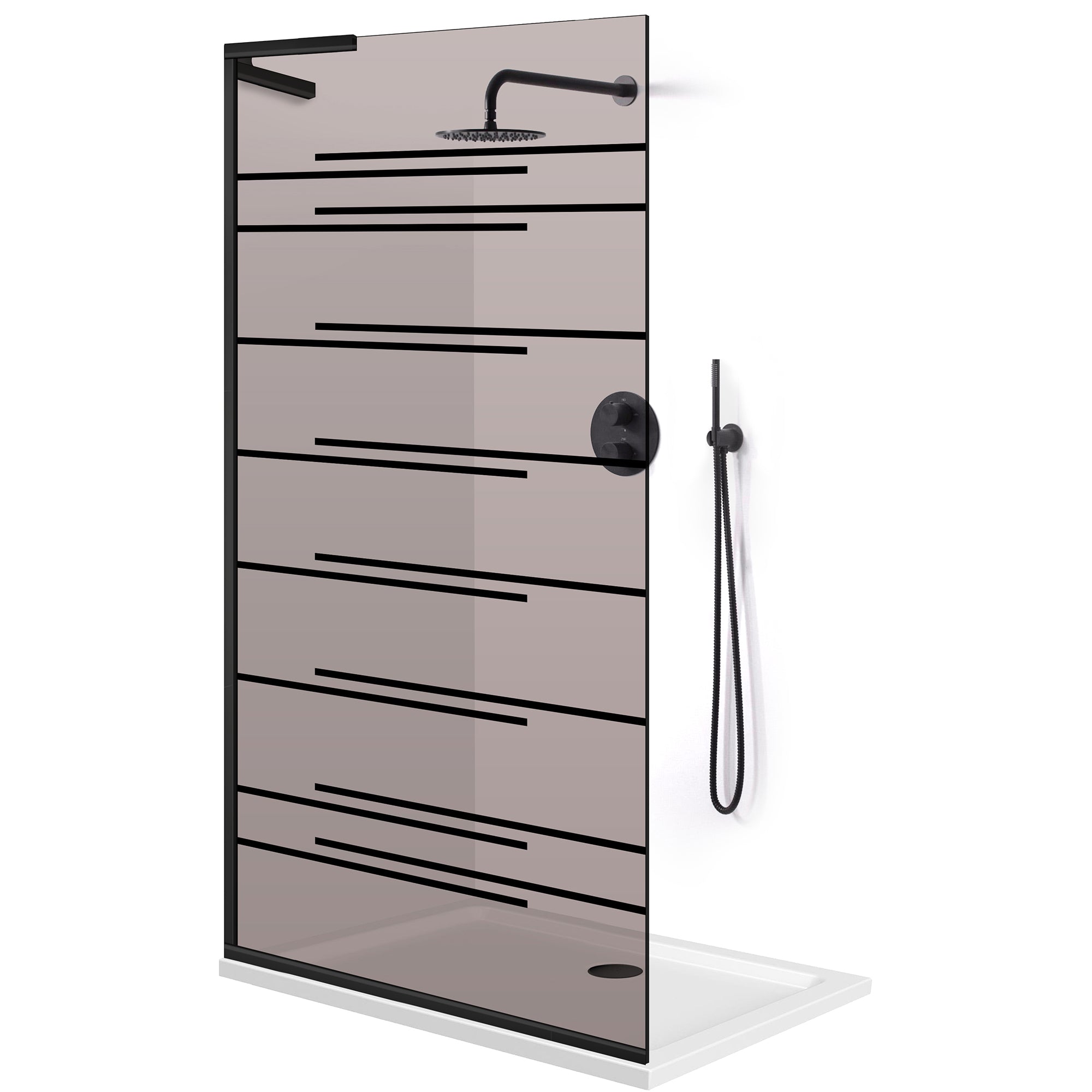Paravan dus Walk-in, Perete dus Inox, #Bronz #Bronz