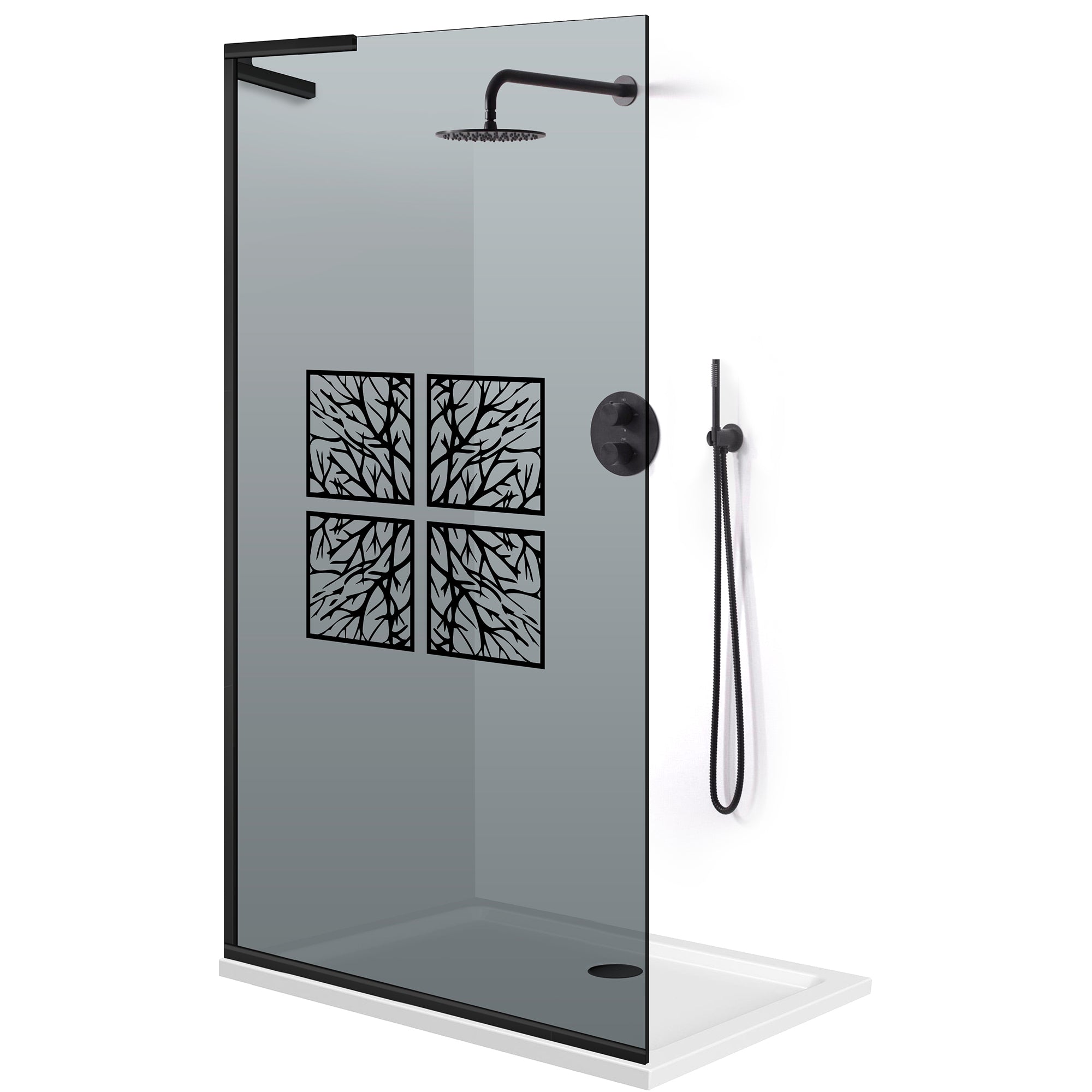 Zuhanyfal Walk-in, Zuhanyfal Rozsdamentes acél, #Szürke #Szürke