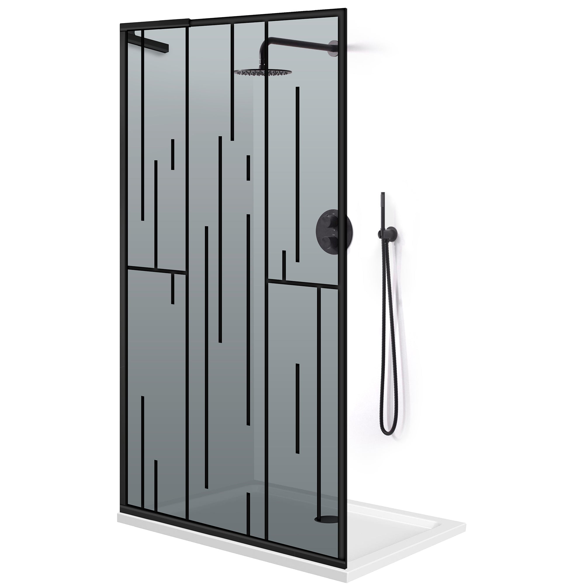 Zuhanyfal Walk-in, Zuhanyfal Rozsdamentes acél, #Szürke #Szürke