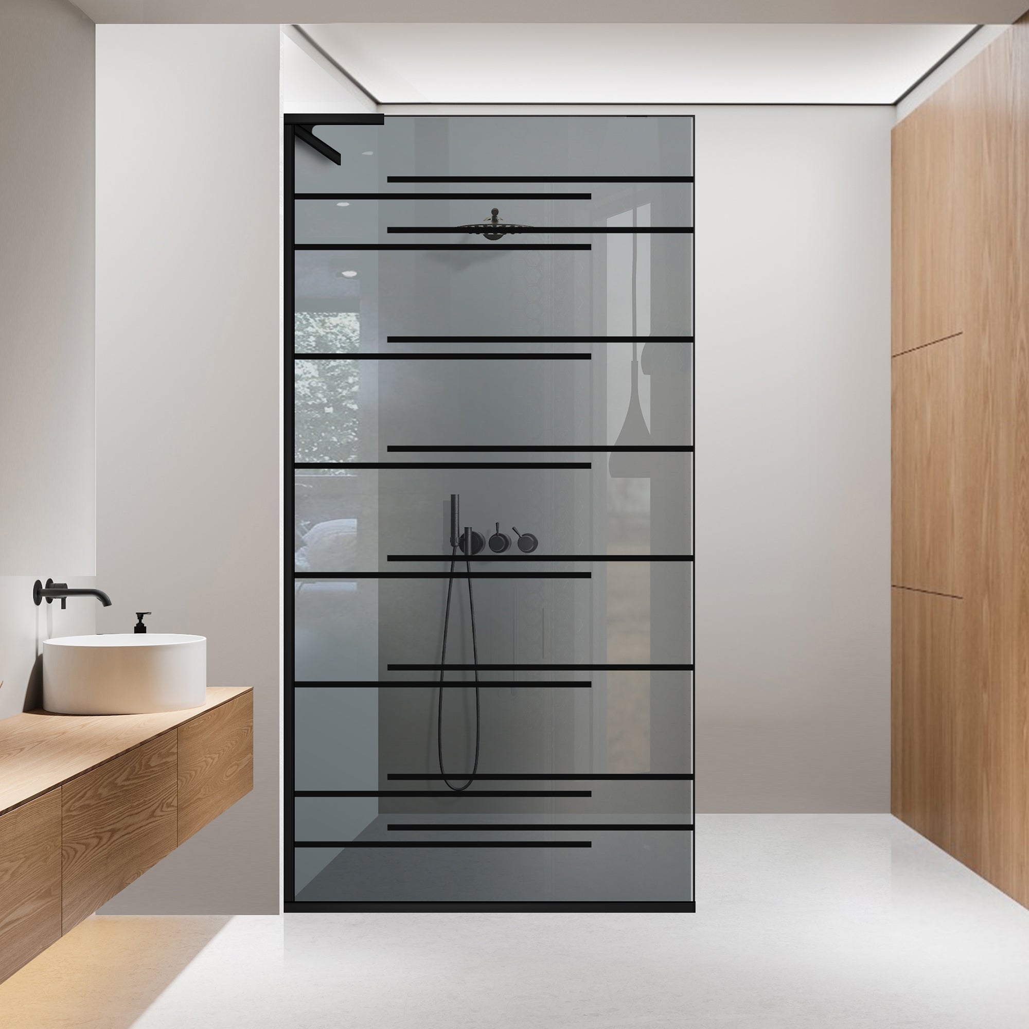 Paravan dus Walk-in, Perete dus Inox, #Gri #Szürke