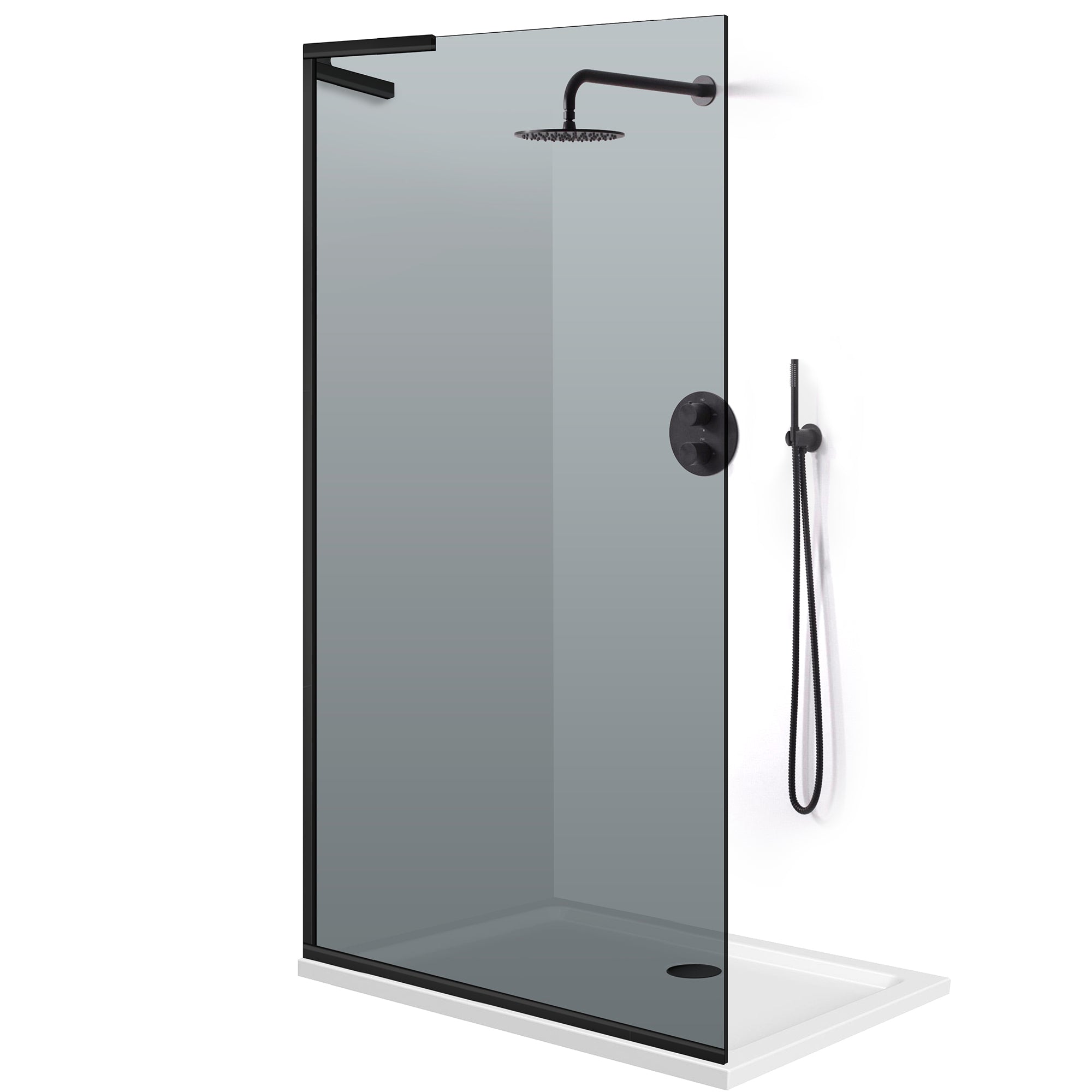 Zuhanyfal Walk-in, Zuhanyfal Rozsdamentes acél, #Szürke #Szürke