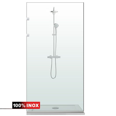 Aqua Elegance ® INOX walk-in zuhanyfal, teljes rozsdamentes acél szerelvények, átlátszó, biztonsági üveg