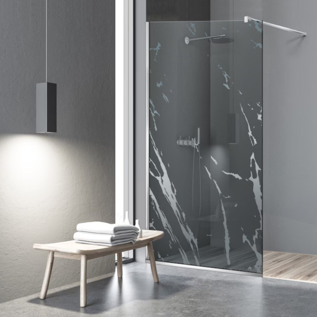 Paravan dus Walk-in, Perete dus  Inox, #Gri #Szürke