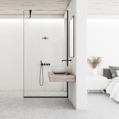 Zuhanyfal Walk-in, fekete zuhanyfal, #Átlátszó #Víztiszta