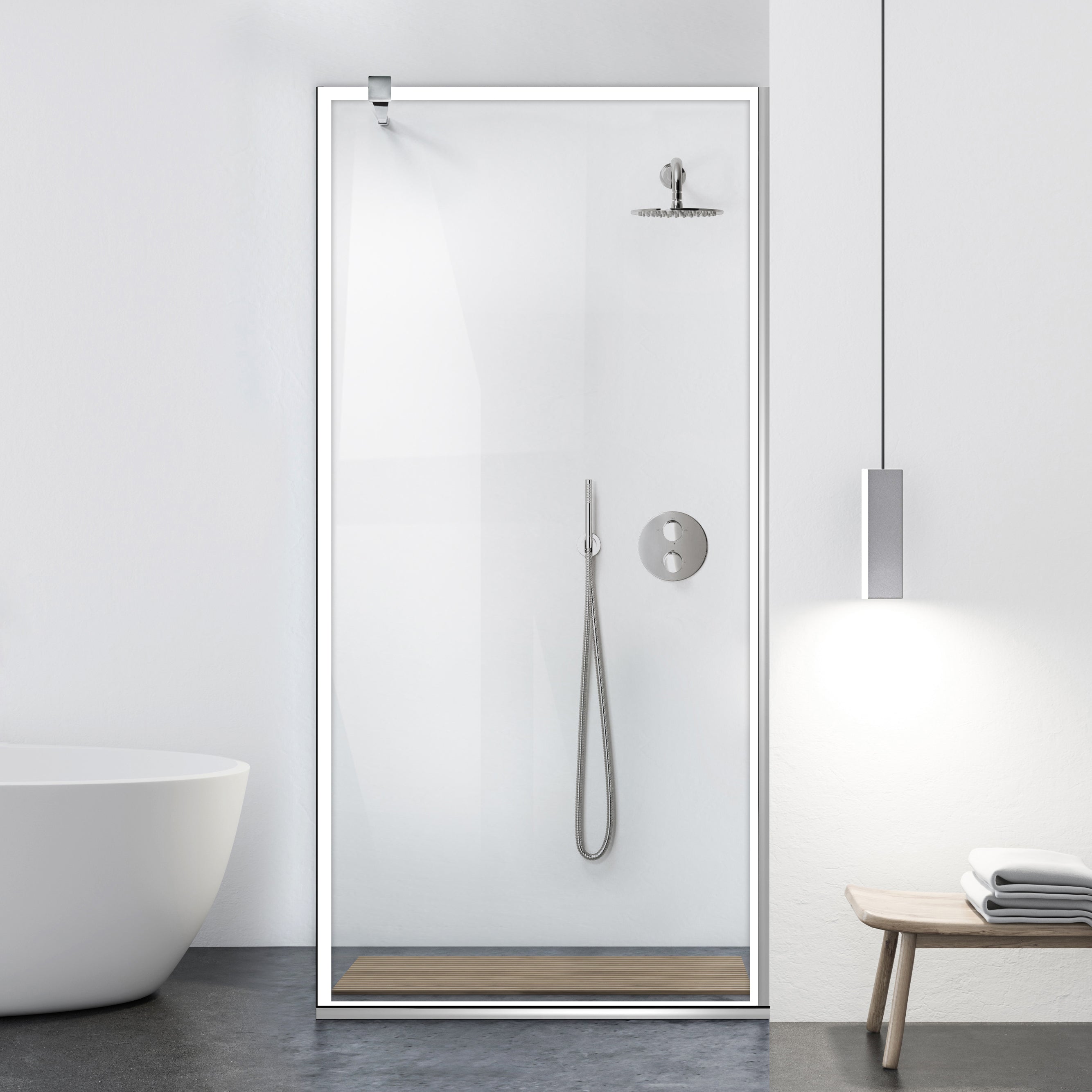 Zuhanyfal Walk-in, fekete zuhanyfal, #Átlátszó #Víztiszta