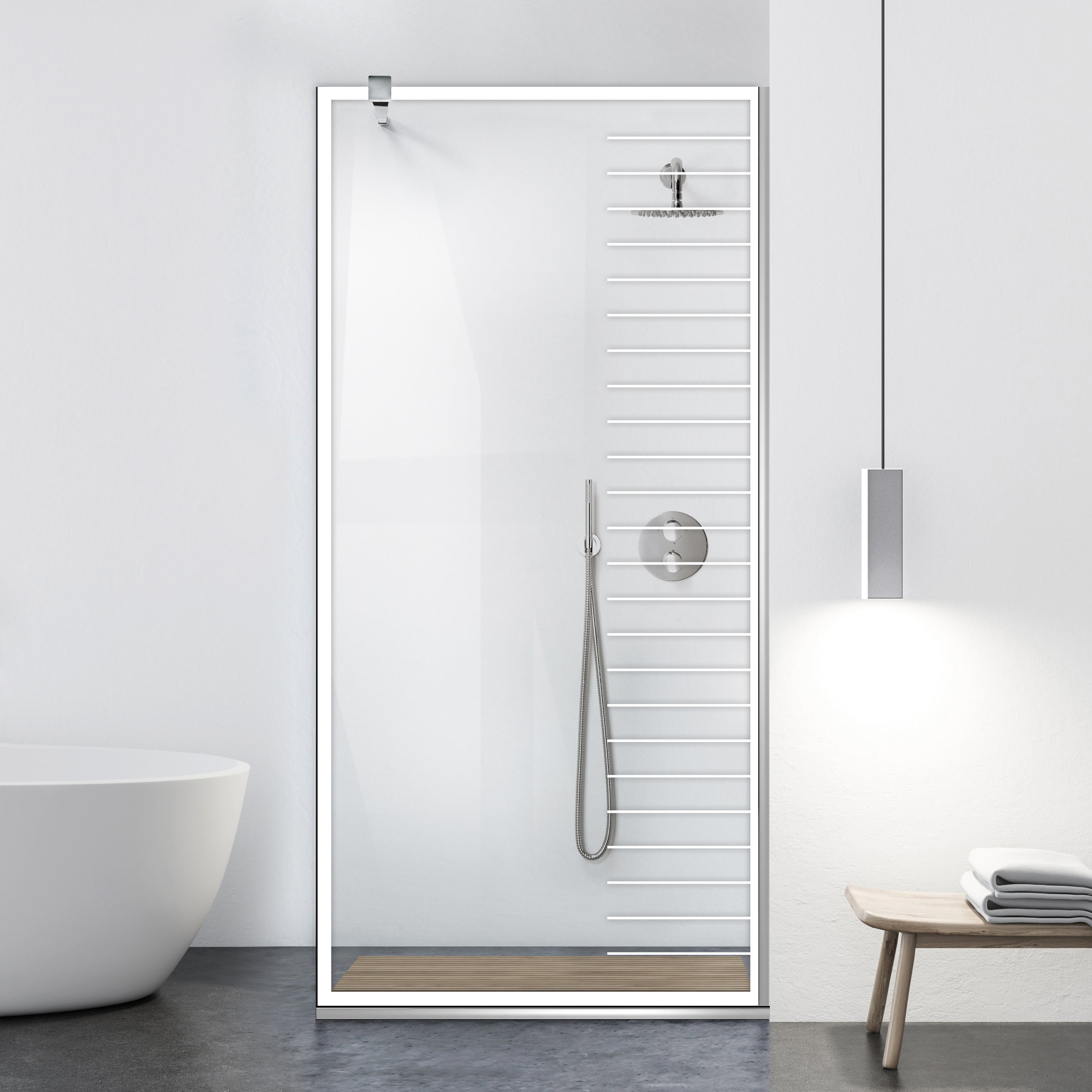 Zuhanyfal Walk-in, fekete zuhanyfal, #Átlátszó #Víztiszta