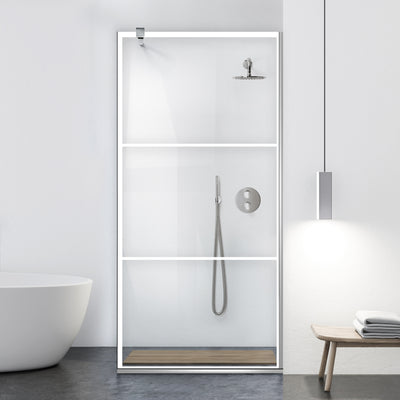 Zuhanyfal Walk-in, fekete zuhanyfal, #Átlátszó #Víztiszta