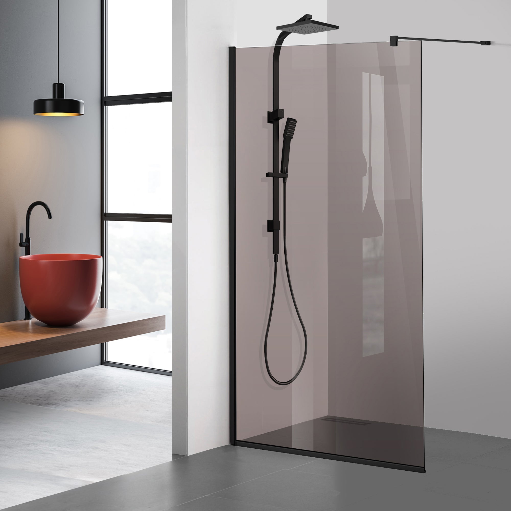 Zuhanyfal Walk-in, fekete zuhanyfal, #Bronz #Bronz