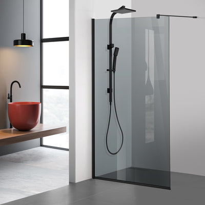 Zuhanyfal Walk-in, fekete zuhanyfal, #Szürke #Szürke