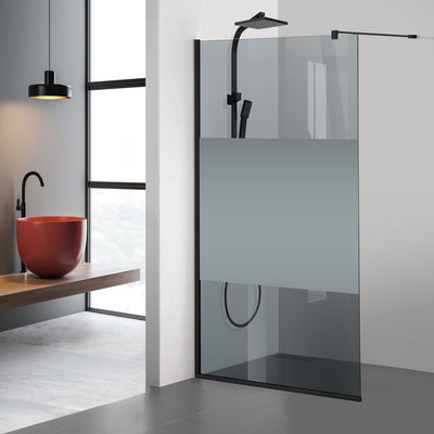 Zuhanyfal Walk-in, fekete zuhanyfal, #Szürke #Szürke