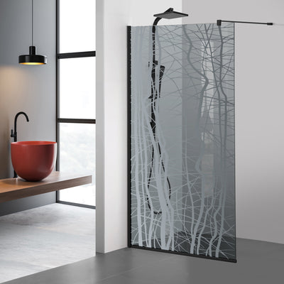 Zuhanyfal Walk-in, fekete zuhanyfal, #Szürke #Szürke