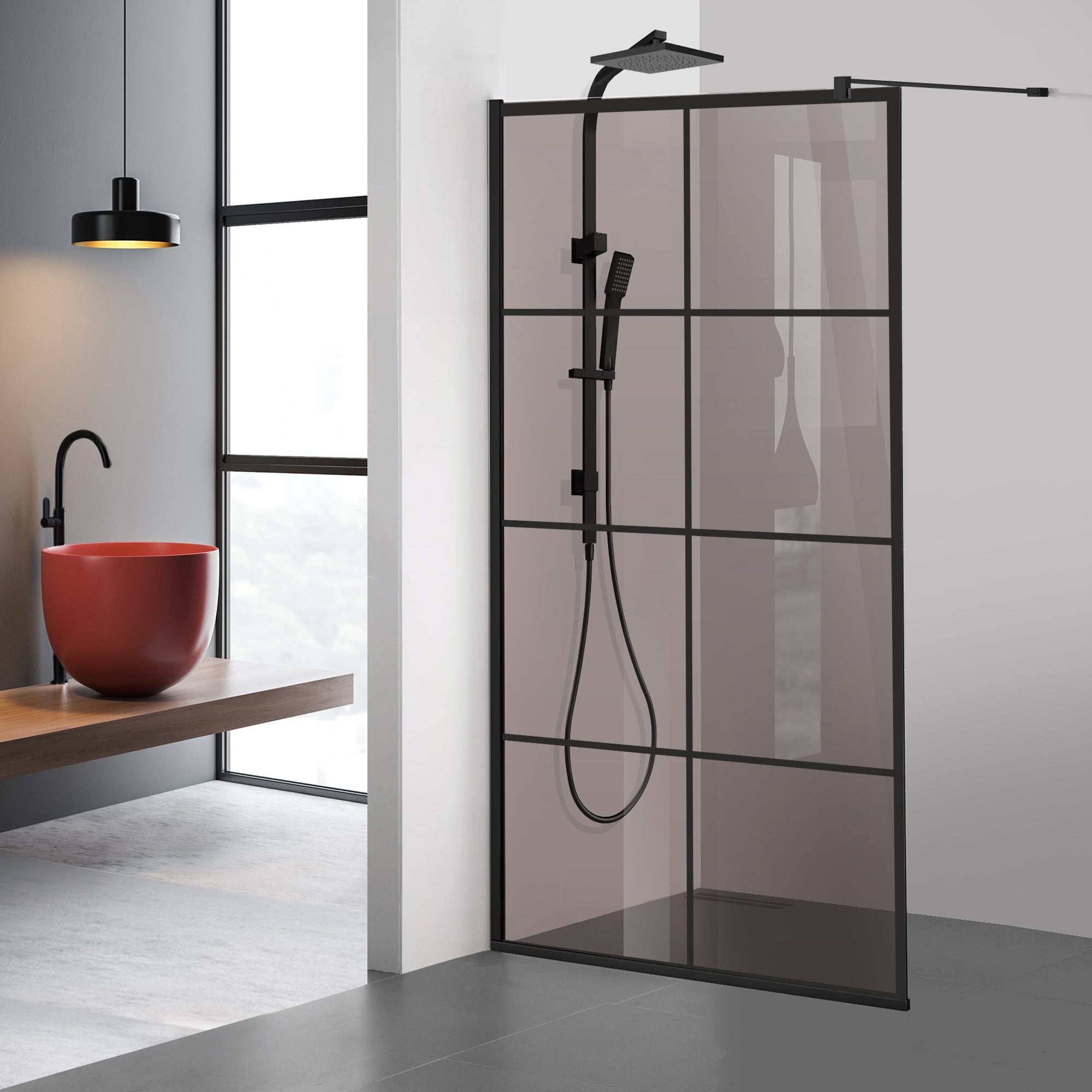 Zuhanyfal Walk-in, fekete zuhanyfal, #Bronz #Bronz