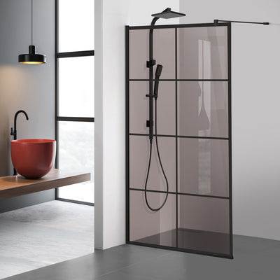 Zuhanyfal Walk-in, fekete zuhanyfal, #Bronz #Bronz