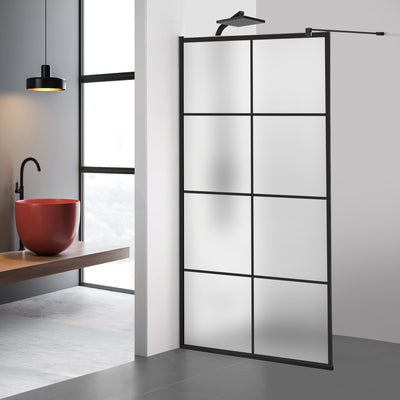 Zuhanyfal Walk-in, fekete zuhanyfal, #Matt #Matt