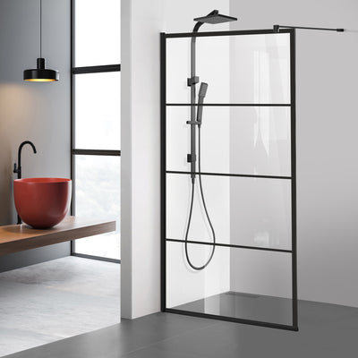 Zuhanyfal Walk-in, fekete zuhanyfal, #Átlátszó #Víztiszta