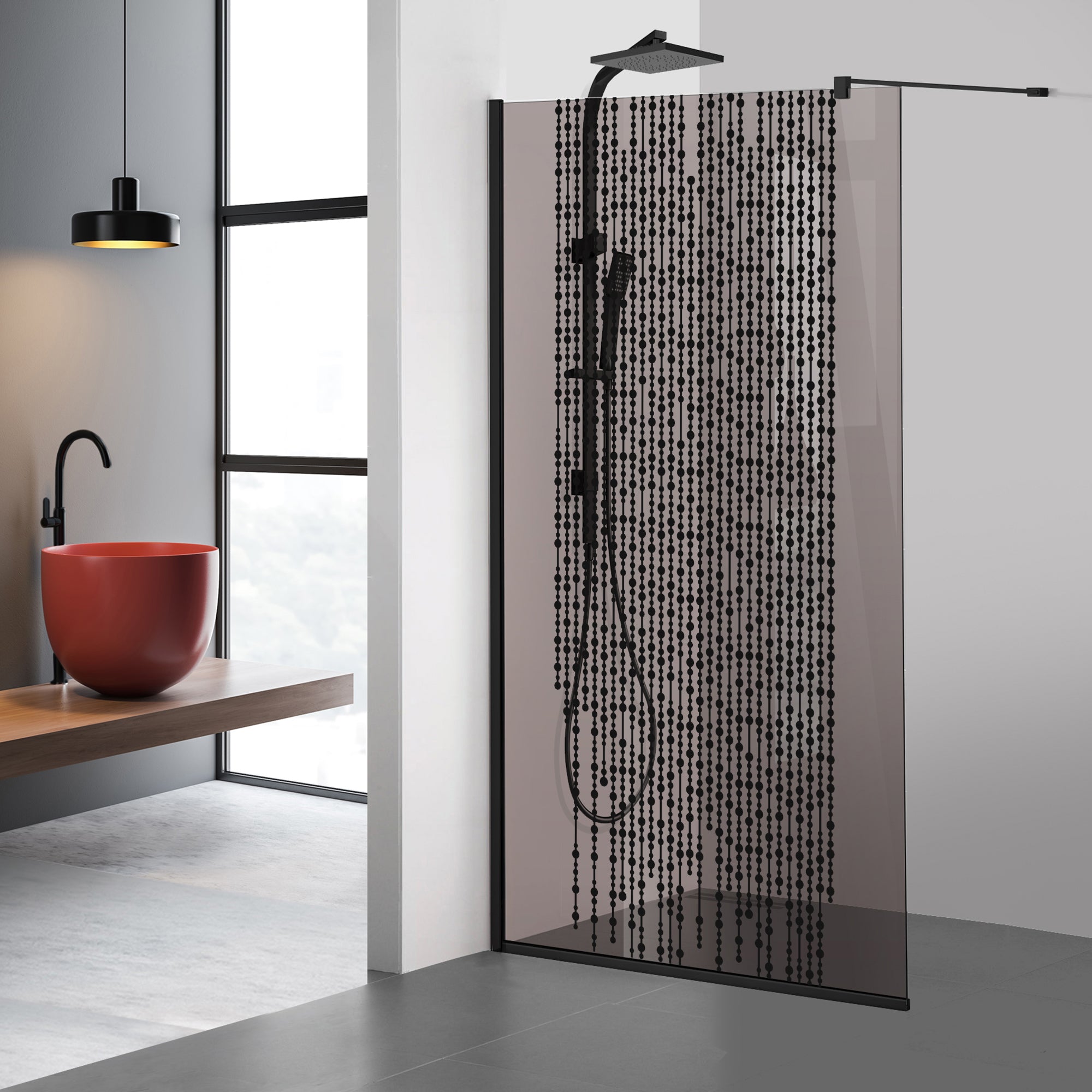 Zuhanyfal Walk-in, fekete zuhanyfal, #Bronz #Bronz