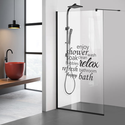 Zuhanyfal Walk-in, fekete zuhanyfal, #Átlátszó #Víztiszta