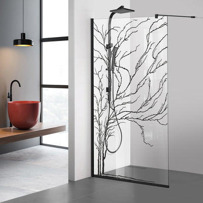 Zuhanyfal Walk-in, fekete zuhanyfal, #Átlátszó #Víztiszta