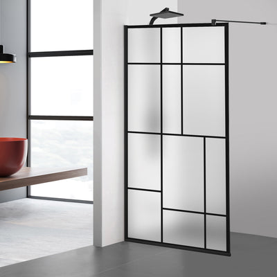 Zuhanyfal Walk-in, fekete zuhanyfal, #Matt #Matt