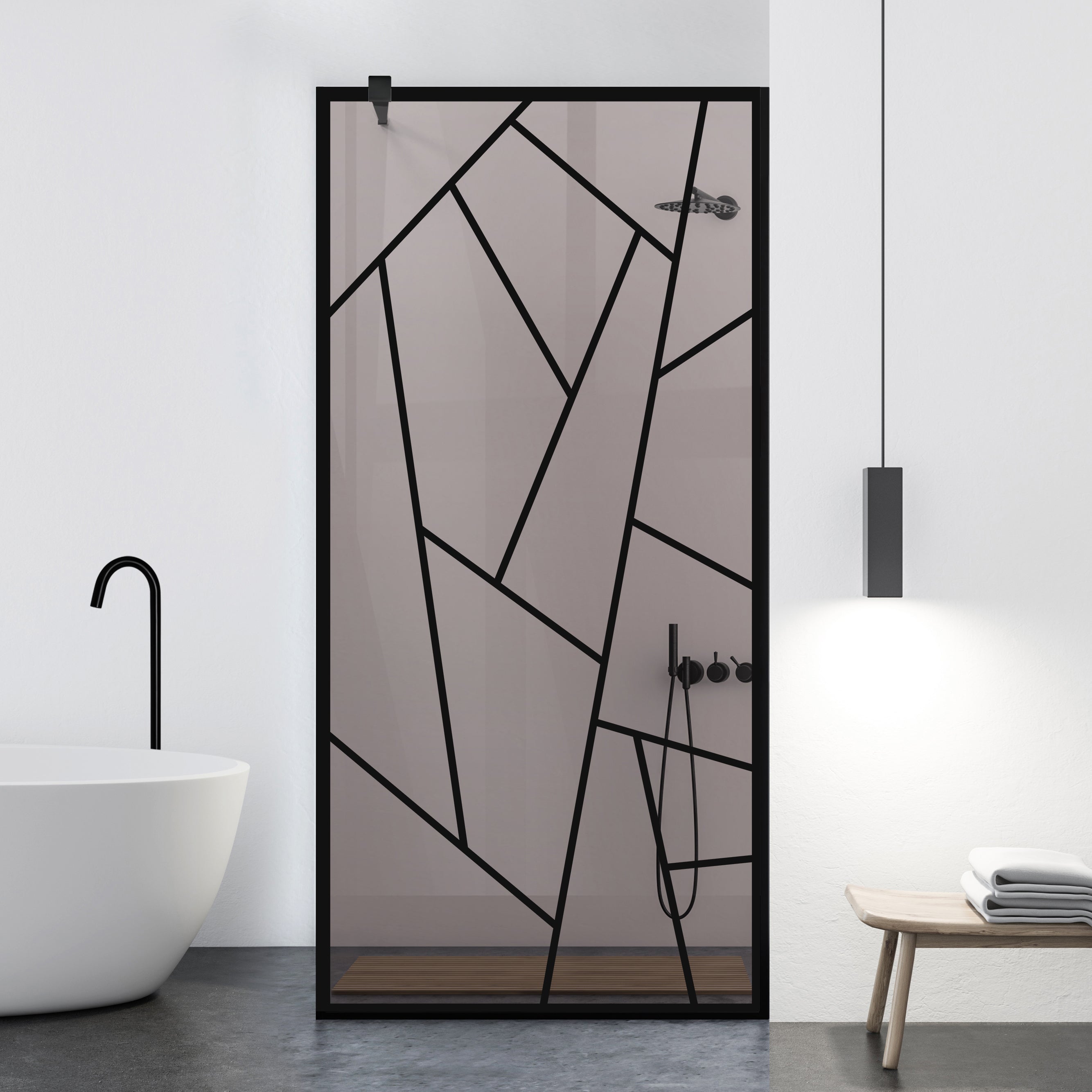 Paravan dus Walk-in, Perete dus  Negru, #Bronz #Bronz