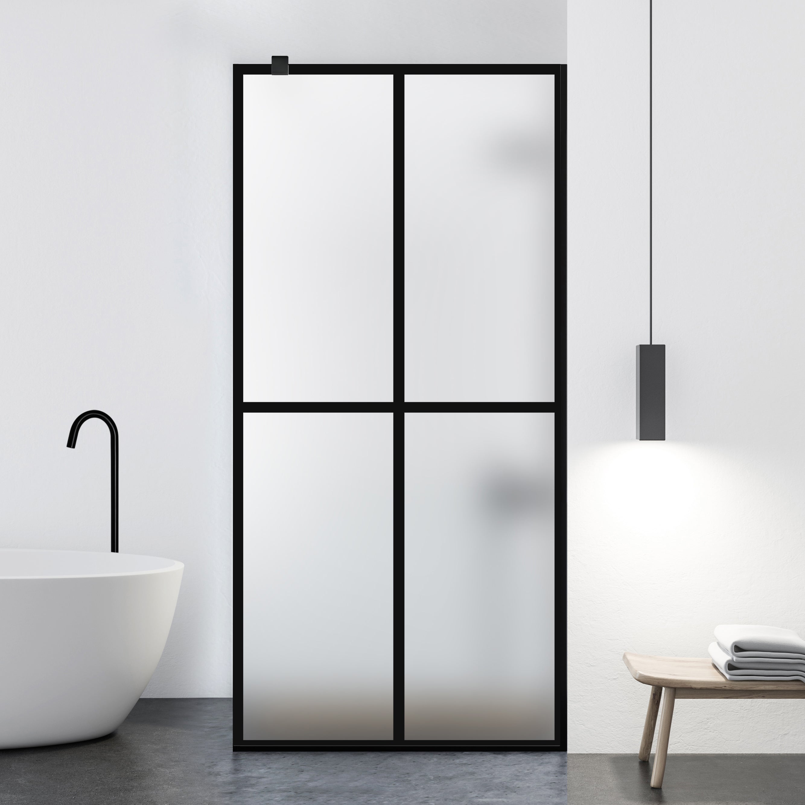 Zuhanyfal Walk-in, fekete zuhanyfal, #Matt #Matt