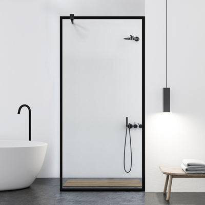 Zuhanyfal Walk-in, fekete zuhanyfal, #Átlátszó #Víztiszta