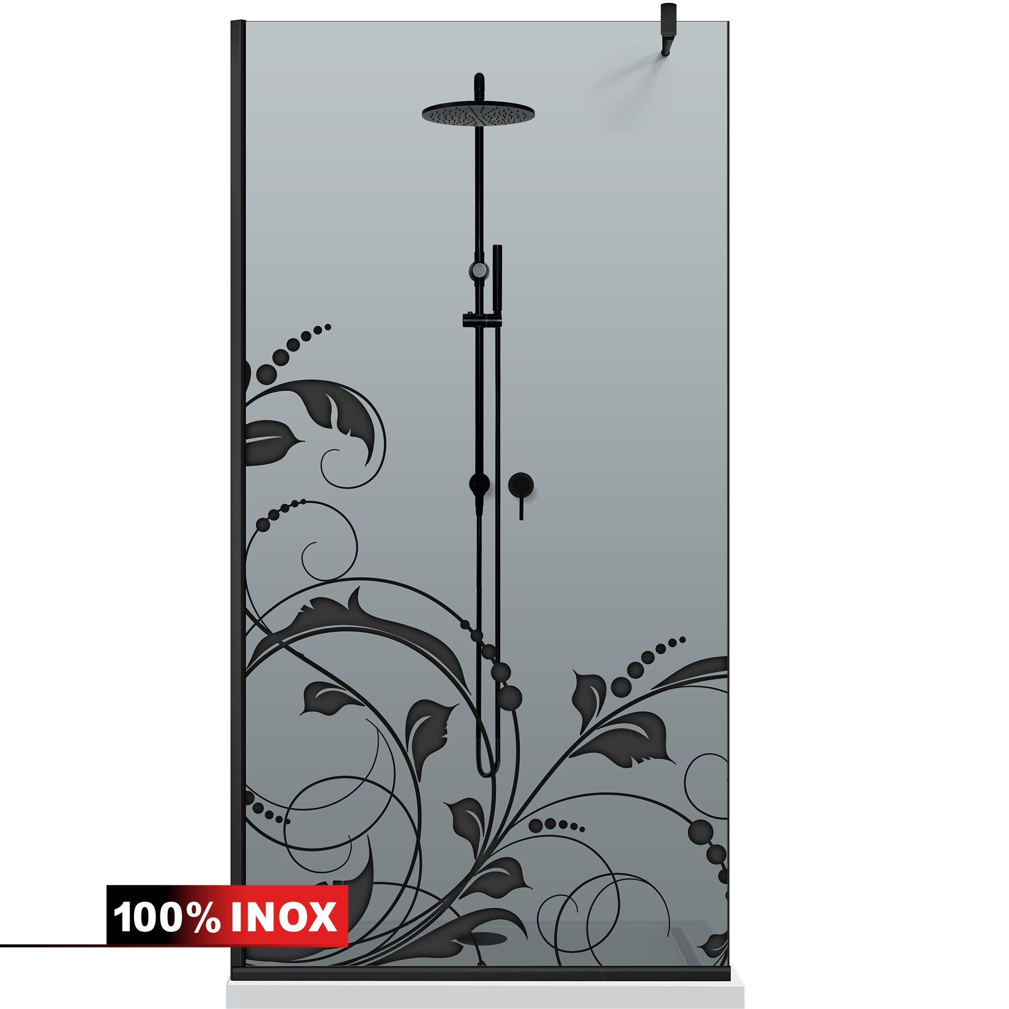 Zuhanyfal Walk-in, fekete zuhanyfal, #Szürke #Szürke