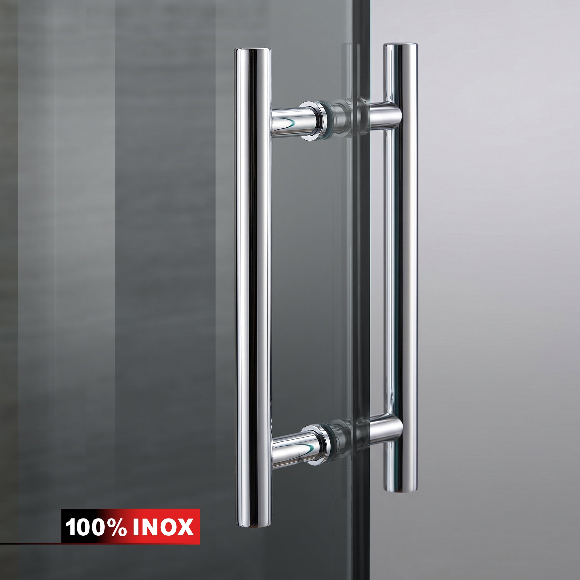 Nyíló üvegajtó rozsdamentes acélból, #Szürke