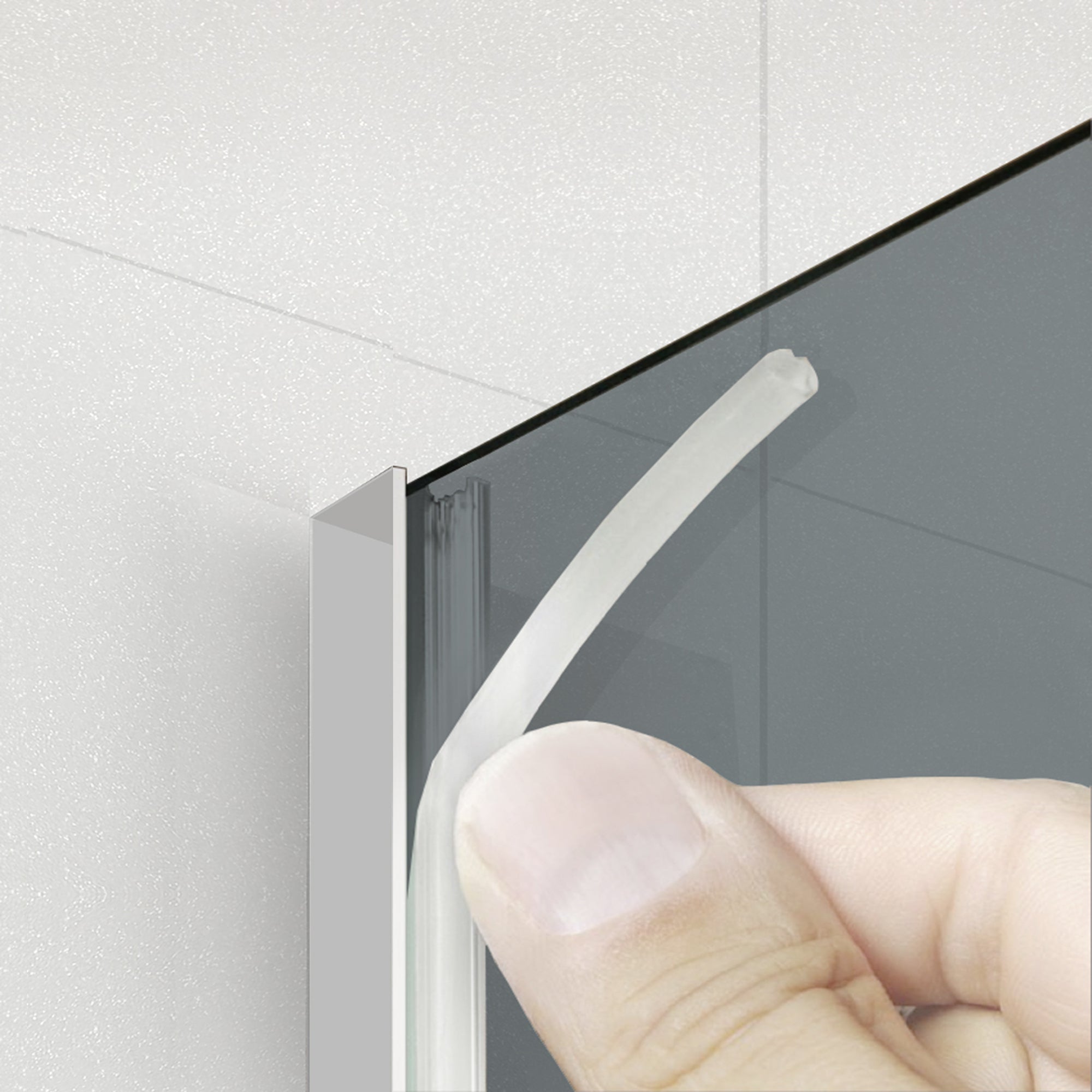Paravan dus Walk-in, Perete dus  Inox, #Gri #Szürke