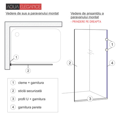 Zuhanyfal Walk-in, Rozsdamentes acél zuhanyfal, matt fekete, #Átlátszó #Víztiszta
