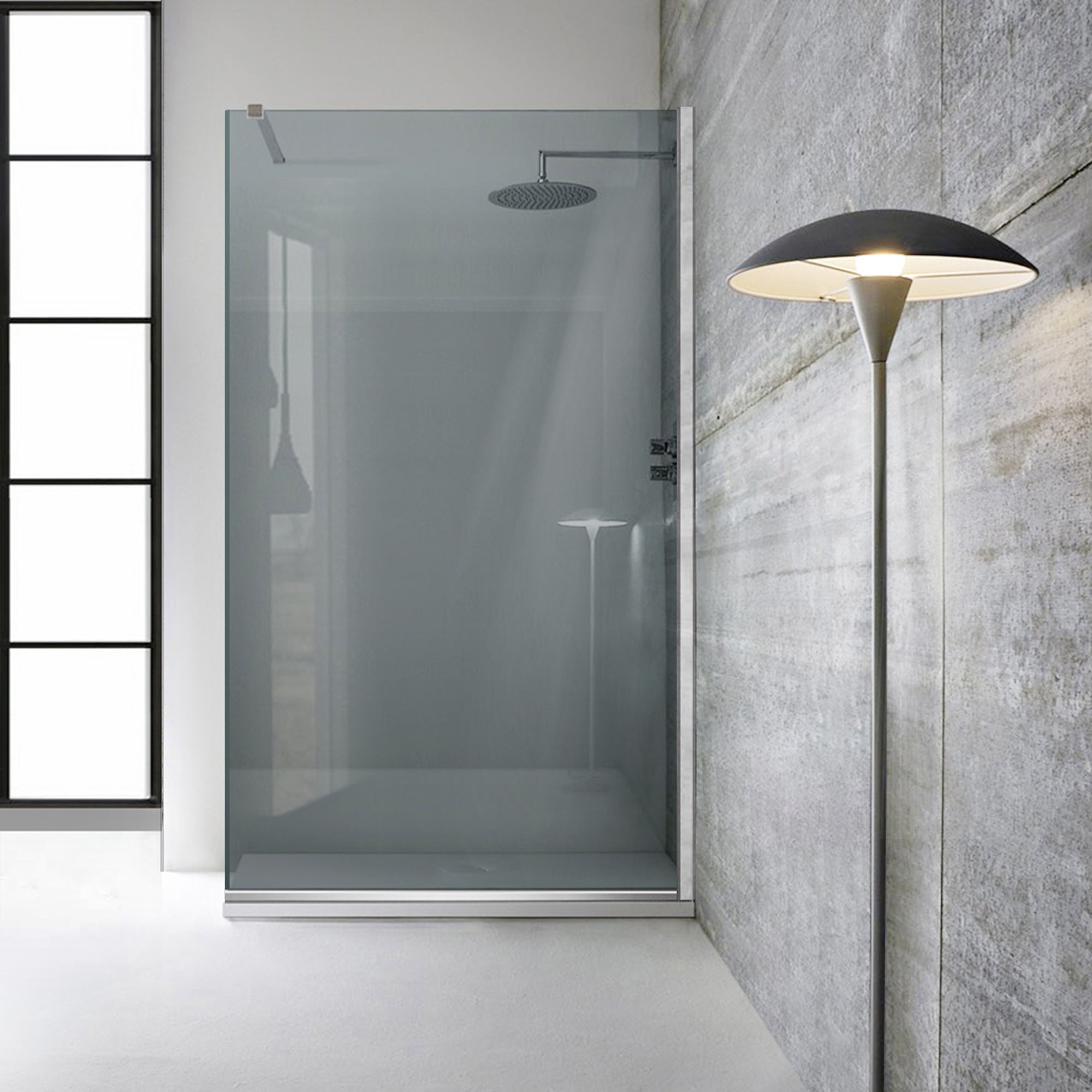 Zuhanyfal Walk-in, Zuhanyfal Rozsdamentes acél, #Szürke #Szürke